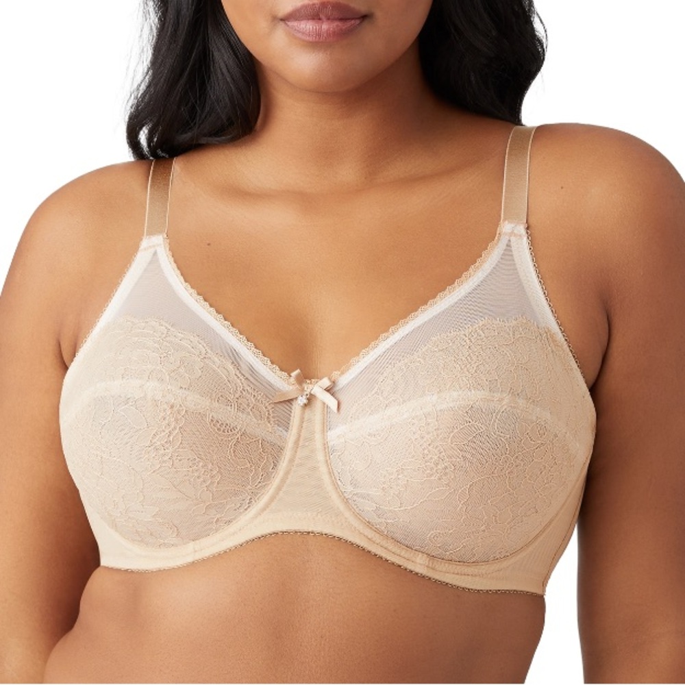 Wacoal Retro Chic Full Coverage Lace Unlined Underwire Bra Woman 44DD Tan 855186
